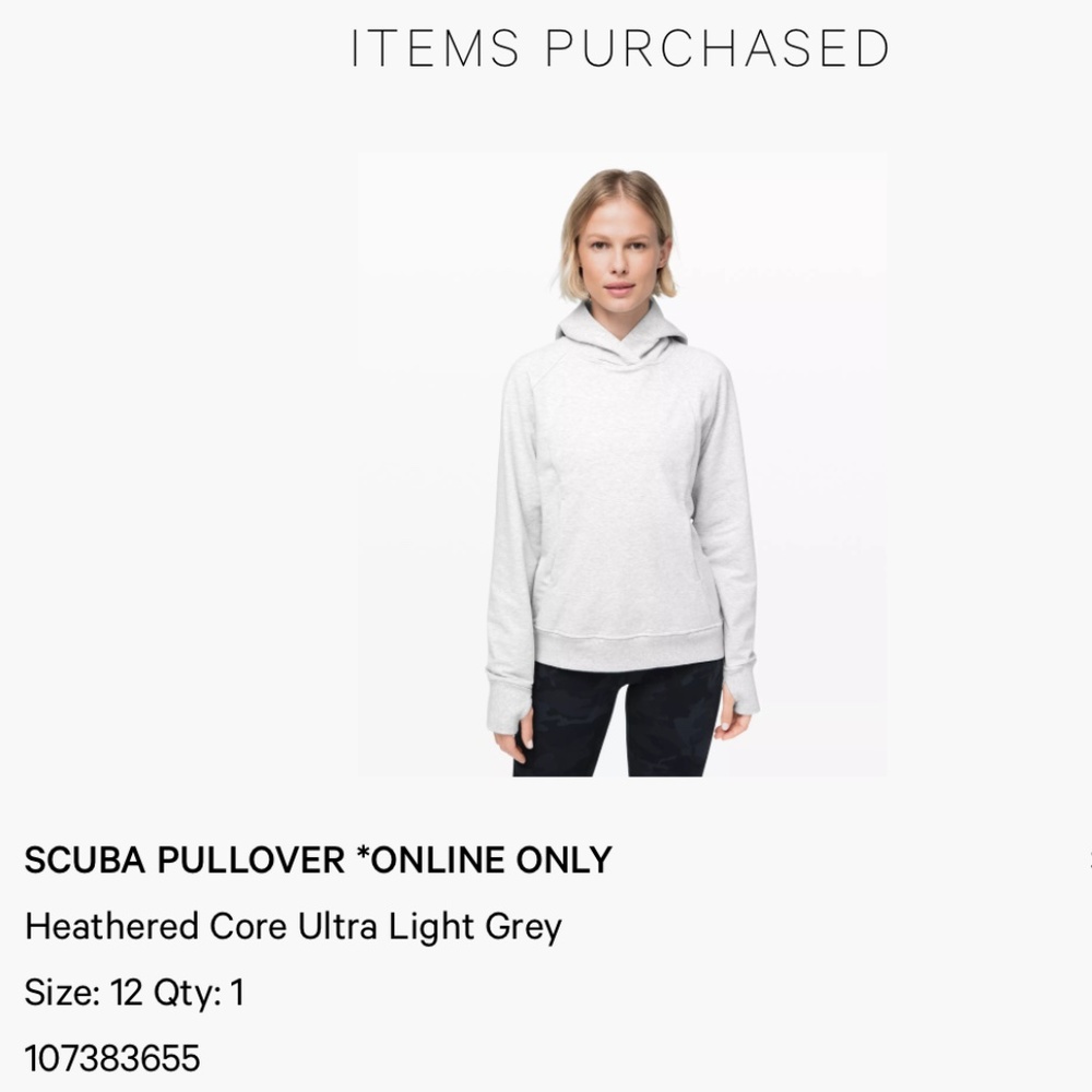 EUC Lululemon Scuba Pullover Hoodie - Heathered Core Ultra Light Grey - Size 12